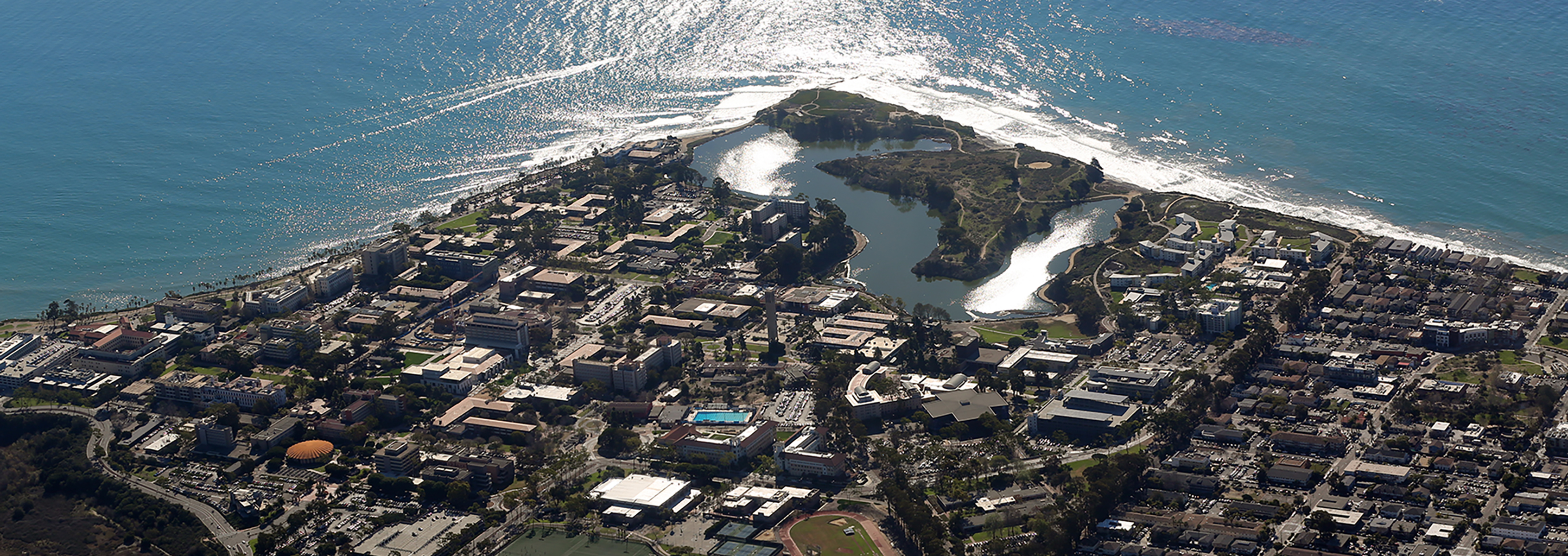UCSB Campus Point sun reflecting ocean