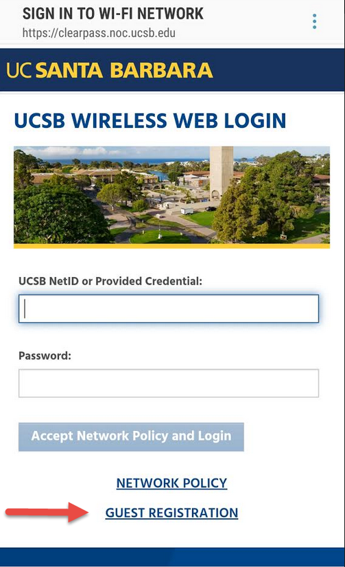 UCSB campus wireless guest login